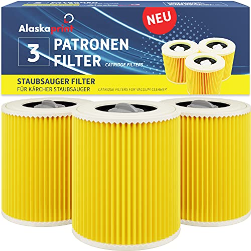 Alaskaprint 3x Filter für Kärcher Staubsauger Ersatz für Kärcher WD3 Filter kompatibel mit Kärcher WD2 WD 3 WD1 MV3 MV2 ersetzt 6.414-552.0, 6.414-772.0, 6.414-547.0 gegen Feinstaub/Gerüche