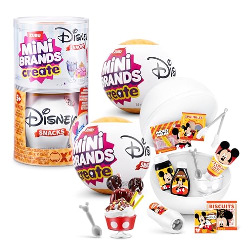 Mini Brands Create Disney Snacks Serie 1 Kapsel von ZURU – lizenzierte Minis zum Sammeln, Blindverpackung, DIY, Basteln, Harz zum Spielen, Neuheit, Lebensmittelnachbildungen, ab 14 Jahren (2 Kapsel)