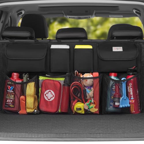 SURDOCA 3rd Gen Kofferraum Organizer, Auto Aufbewahrung mit 8 Große Taschen, Stärker Autobox Kofferraum Klettverschluss, Universal Kofferraumtasche Autotasche