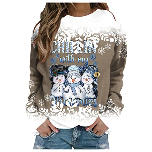 Damen Christmas Weihnachtspullover Weihnachtsmann Pullover T Shirts Ugly Elch Gedruckt Xmas Pulli Top Pullover Blusen Langarm Festliche Oberteile Sweatshirt