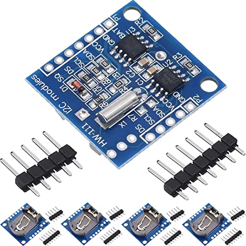 DAOKAI RTC I2C Modul DS1307 AT24C32 Real Time Clock Modul, Hohe Präzision 24C32 Speicher Uhrmodul, Kompatibel mit Arduino AVR PIC 51 ARM(5 STÜCKE)