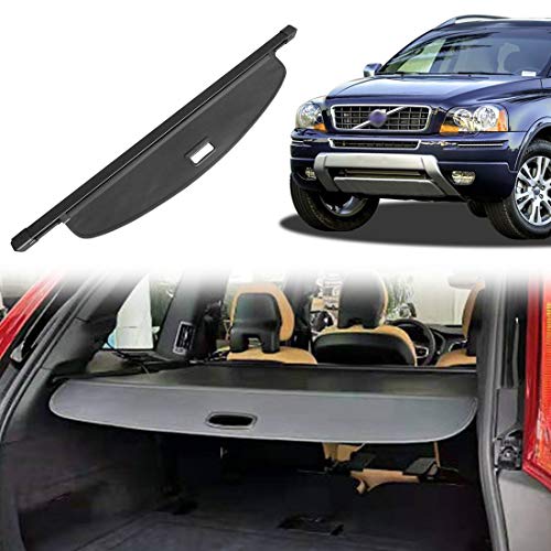 OREALTOOL Laderaumabdeckung Kofferraum Schutz Abdeckung Cargo Cover für Volvo XC90 2005-2013 Schwarz Ausziehbar Kofferraumabdeckung Rollo