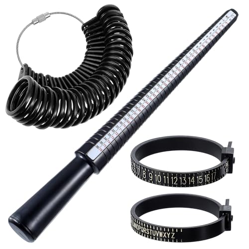 JJUNW 4 Stück Ringgrössenmesser Set, Ringschablone Ringgrößenmesser Ringgröße Messen Ringstock Ringmaß Ring Sizer Messskalen Set zum Messen von Ringdurchmessern Größenstandard