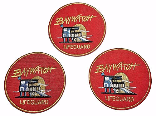 Baywatch TV-Serie Lifeguard-Aufnäher, bestickt, 10,2 cm Durchmesser, 3 Stück