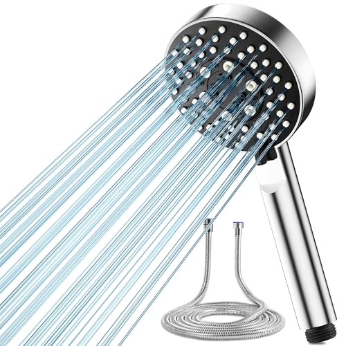 Magichome Duschkopf und 2 m Schlauch, Hochdruck mit 5 Sprühmodi, Turbolader-Design, Power-Duschkopf für niedrigen Wasserdruck