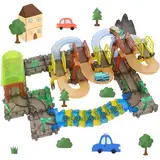 LZDMY Autorennbahn Elektrische Eisenbahn Spielzeug ab 3 Jahre, 76 PCS Auto Rennstrecke Zug Set mit Schienen für Kinder Junge Mädchen Ostern Weihnacht Neujahr Geburtstag Kinderspielzeug Geschenk