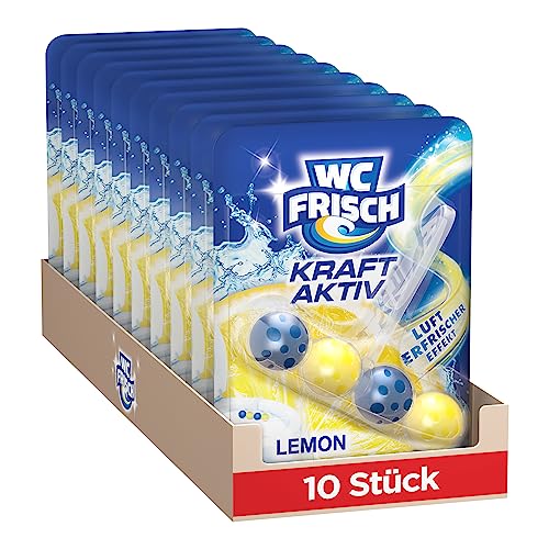 WC Frisch Kraft Aktiv Duftspüler Lemon (10er Pack), WC Reiniger sorgt für Reinigung bei jeder Spülung, Duftsteine für langanhaltend frischen WC Duft