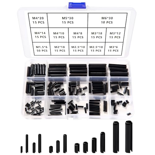 YIXISI 225 Stücke 13 Größen M1.5 / M2 / M2.5 / M3 / M4 / M5 / M6 Spannstifte Sortiment Kit, Schlitz Federstifte, Spannstift Hohlsplinte Sortiment Set, für Heimwerker Automobilreparatur