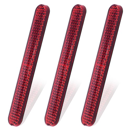 Rienan 3 Stück 100 x 13 x 7mm Rückstrahler Motorrad, Motorrad Reflektor Hinten Roter Rechteckiger Kennzeichen Reflektor Motorrad, für Motorrad Fahrrad Multifunktional Scooter Selbstklebend Hinten