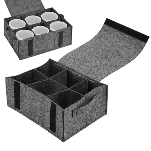 XoeLLe Tassenhalter Wohnmobil, Fasst 6 Camping Tasse Wohnmobil Gadgets, Filz Geschirr Organizer, Organizer Wohnmobil, für Camping, Wohnmobile, Boote, Wohnwagen, Küchenschränke, Campervan