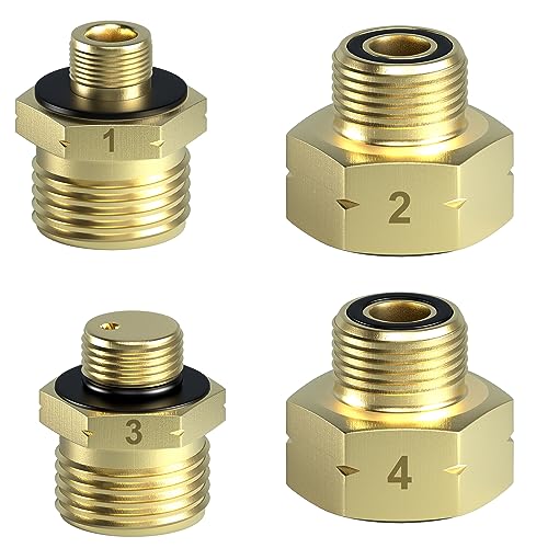 DACKZZM Gas Adapter Gasflaschen Adapter Zum Anschluss von Druckreglern an ausländischen Gasflaschen, Gasflaschen Adapter Set Europa Gasanschluss Adapter aus Messing, Gas Adapter Set Europa