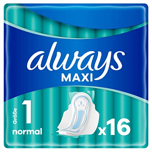 Always Maxi Binden Damen Gr. 1, Normal (16 Damenbinden mit Flügeln) weich und super saugfähig, geruchsneutralisierend und Auslaufschutz