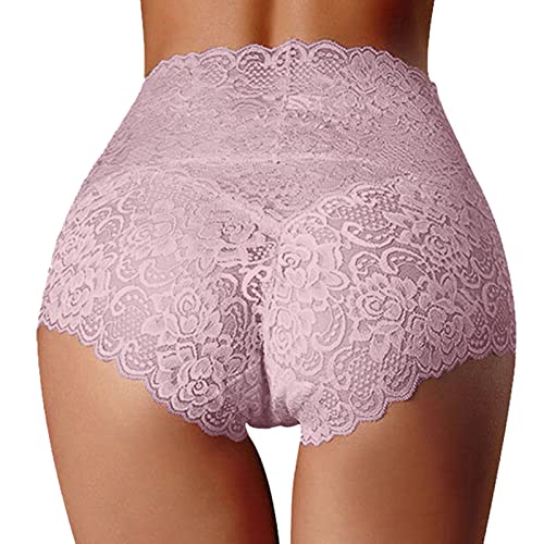 Wärmende Unterwäsche Herren reizvolle hohe Taillen-Unterwäsche-Frauen-dünne Hohle Spitze-Damen-Schlüpfer-Reine Baumwoll-Schritt-große Bauch-Slips Unterwäsche Damen Schwanger (Purple, XXL)