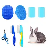 Kaninchen Pflegebürste, Kleines Haustierhaar Bürsten Kit Kaninchen Bürste, Massagebürste Häschen-Nagelknipser Kleines Haustier-Pflegebürsten Kit für Katzen, Welpen, Kaninchen, Hamster(Blau)