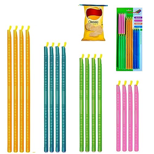 16 Stück Bag Sealer Sealing Sticks 4 Größen Tütenclips Verschlussclips, Wiederverwendbar Kunststoff tüten verschluss für Die Aufbewahrung von Lebensmitteln