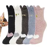 Justay Sowarm Kuschelsocken Damen Flauschige Wintersocken Thermosocken Mädchen Dicke Gemütliche Socken Warme Socken Haussocken Tierbettsocken Weihnachtssocken Mehrfarbig