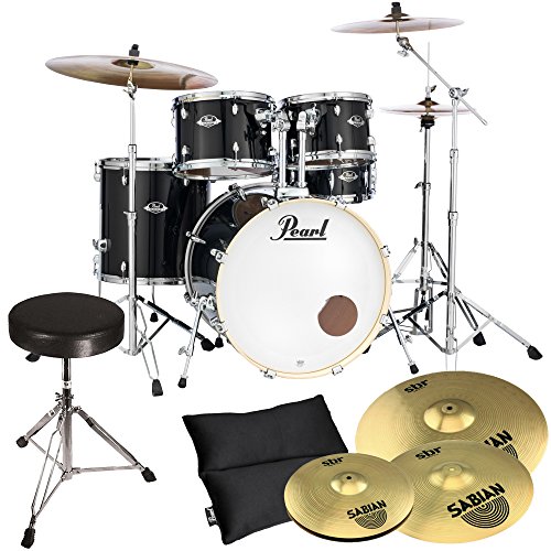 Pearl Export Schlagzeug EXX705NBR/C31 Black + Sabian Becken + keepdrum Hocker