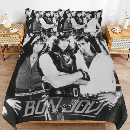 ZRCLXLVU Jon Bon Jovi Bettwäsche-Set, weich, schlafsicher, mit Gewinde, maschinenfertig, für Schlafzimmer