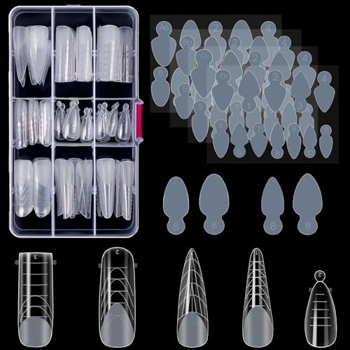 MELLIEX 120 Stücke Dual Nail Forms Set 5 Formen Nagelverlängerung Verlängerung Nagel Gel Formen Nagelform Set mit 48 Stücke Nagelaufkleber für UV-Acryl Nagel Werkzeug