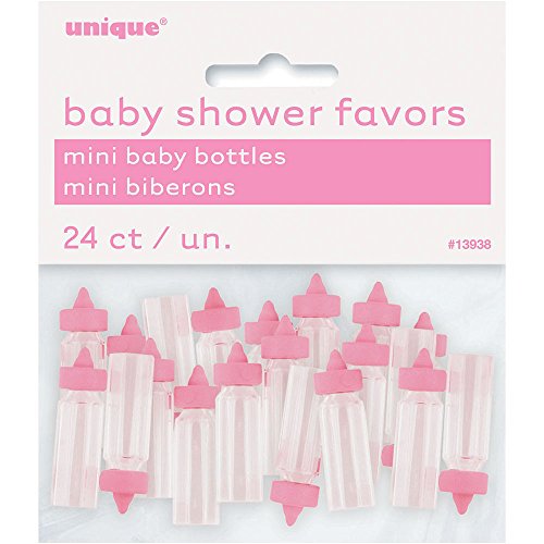 Babypartygeschenke - 2,5 cm - Rosa Babyflaschen aus Kunststoff - 24er-Pack