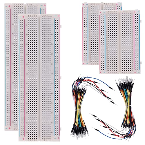 BOJACK Breadboard Kit Lötfreies Steckbrett 2 Pcs 830 Punkte Steckplatine ＆ 2 Pcs 400 Punkte Steckplatine ＆ 126 Pcs Flexible Steckbrett-Überbrückungsdrähte (3 Werte 130 Stück)