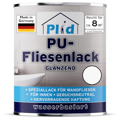 Plid® Fliesenfarbe Badezimmer & Küche [FEUCHTIGKEITSBESTÄNDIG]- Fliesenlack Weiß 0.75l fürs Bad - Fliesen neu streichen & lackieren im Innenbereich - 3in1 Fliesen Farbe Lack - Made in Germany