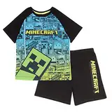Popgear Minecraft Creeper Comic Kurzer Pyjama, Kinder, 116-176, Mehrfarbig, Offizielle Handelsware