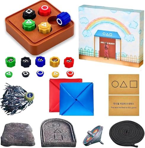 Squid Spiel Gonggi Game, Traditional Korean Games Set Wie Jebi Chagi, Gong-gi Und DDAKJI Squid Jack Stone Game Set für Kinder,Familienaktivität,Tragbar und Langlebig (I)