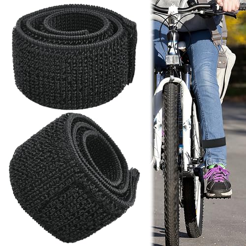 2 Stück Hosenklammer Fahrrad Hosenschutz Schwarz, Fahrrad Hosenklammern für Radfahrer, Elastische Hosenschutz Fahrrad Hosenband Klett, Hosenbein Klammern, für Radfahren, Jogging, Wandern, Bergsteigen