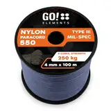 GO!elements 100m Paracord Seil aus reißfester Nylonschnur - 4mm Paracord 550 Typ III Schnur - geeignet als Allzweckseil & Reepschnur - Max. 250kg, Farbe:Grau-Blau