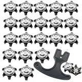 20 Stück Ersatz Golf Schuh Spikes, Universal Anti-Rutsch Tragbare Golf Spikes Stollen im Freien mit 1 Handheld Golfschuh Spike-Schlüssel, Ersatz für Golfschuhspikes