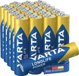 VARTA Batterien AAA, 24 Stück, Longlife Power, Alkaline, 1,5V, für Spielzeug, Funkmäuse, Taschenlampen, Made in Germany