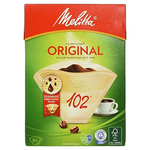 Melitta Filtertüten 102, 3 Aromazonen, Naturbraun, 80 Stück