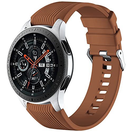 Mastten 22mm Silikon Armband kompatibel mit Samsung Galaxy Watch 3 45mm/Galaxy Watch 46mm/Huawei Watch GT2 46mm, Weiches Silikon Sport Armbänder Ersatzbänder für Männer Frauen, Dunkel Braun