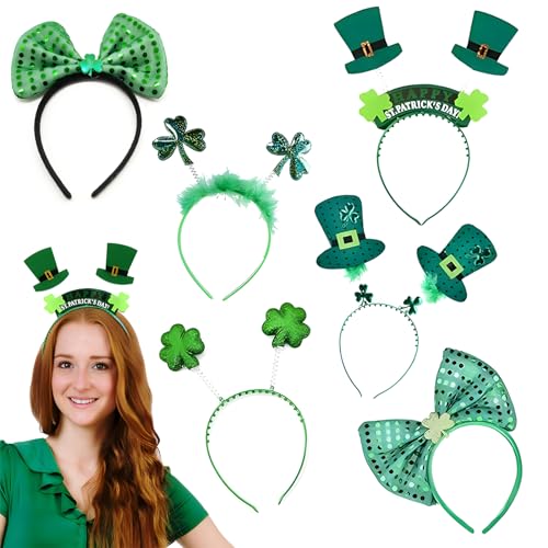 xlwen 6 Stück Haarreif St. Patricks Day Accessoires, Patricks Day Accessoires, St. Patricks Day Deko Kostüm Accessoire Geeignet für Erwachsene und Kinder.