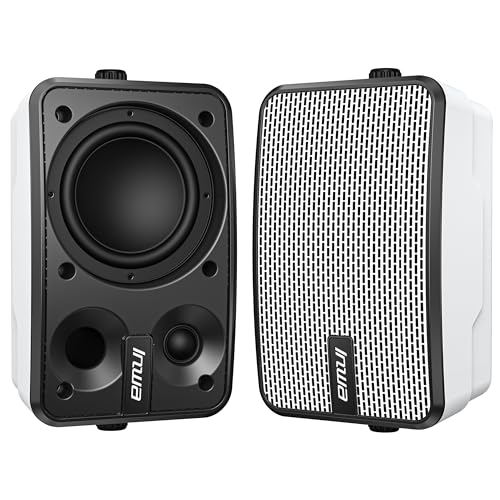 Inwa Bluetooth-Außenlautsprecher, Wandmontierbar, Wasserdicht (IPX5), Leistungsstarkes Bass-Soundsystem für Den Innen- und Außenbereich, Sync von bis zu 100 Lautsprechern (2PCS, MZ621)