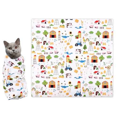 Gosknor Katzenwickel zur Fellpflege, Süßes Muster Kratzfest Selbstklebend Katzenpflegewickel Katzen-Burrito-Wickel Katzenwickel Katzenfessel zum Krallenschneiden Multifunktionale Haustierwerkzeuge