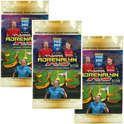 Panini Soccer Cards 2024–2025 Bundle – 3 Packungen Adrenalyn XL World Top Clubs, Team & Spieler Fußball-Sammelkarten | Panini Soccer Sammelpackungen