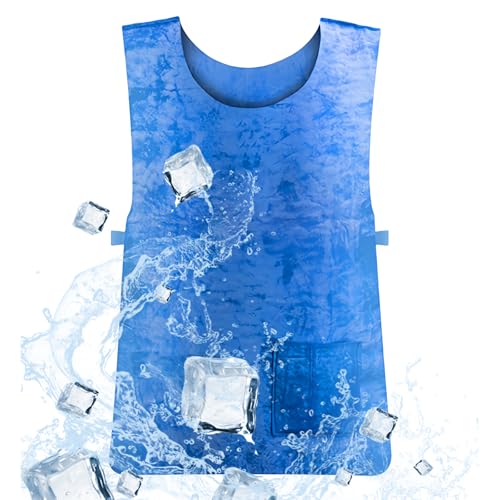 LEKEFETO Eisweste, 61 x 40cm Kühlweste, Sommer Hitzebeständige Cooling Weste, Ice Cooling Vest, Kühlweste Verstellbar, Kühlung Sport Weste, Verdunstungskühlung Weste