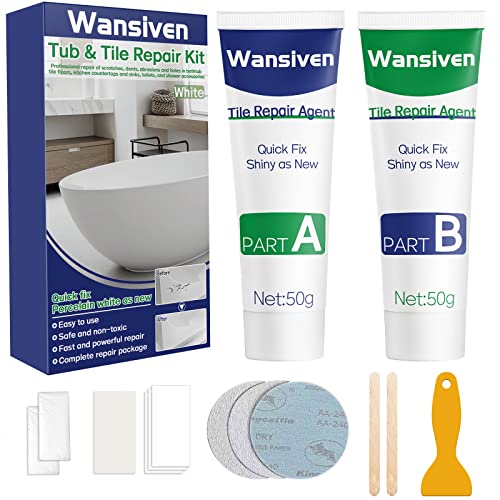 Fliesenreparaturset Weiß, 100g Emaille Reparatur Set, Wasserdichtes Und Auslaufsicheres Keramik Reparatur Set, Waschbecken Reparaturset Zum Reparieren Von Kratzern, Löchern, Rissen