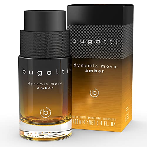 bugatti Parfüm Herren Dynamic Move Amber 100ml I rauchig-warmes Eau de Parfum Herren I sinnlich-starke Kombination aus Zimt, Tabak & Cypriol I Herren Parfüm I dynamisch, pudrig & süßlich-scharf