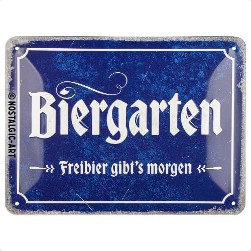 Nostalgic-Art Retro Blechschild, 15 x 20 cm, Biergarten – Geschenk-Idee als Bar-Zubehör, aus Metall, Vintage Design mit Spruch, Blechschilder Sprüche, Bier-Deko