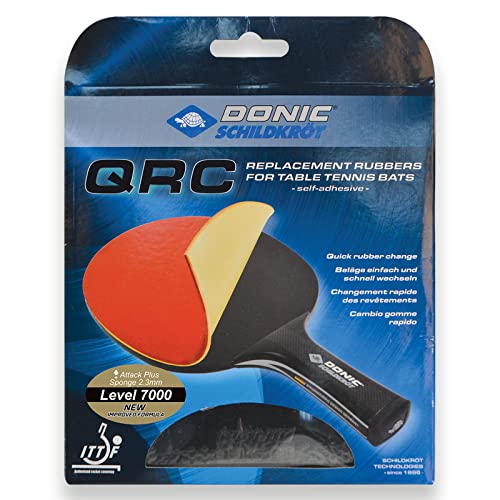 Donic-Schildkröt Tischtennis Ersatzbelag QRC Level 7000, für blitzschnellen Belagwechsel, 2,3 mm Schwamm, Liga - ITTF Belag, 752579, schwarz/Rot