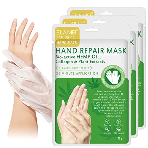 Handpflege Handmaske 3 Paar Feuchtigkeitshandschuh Anti-Aging Feuchtigkeitsspendende Handpflege für Trockene Alternde Rissige Hände für Frauen und Männer