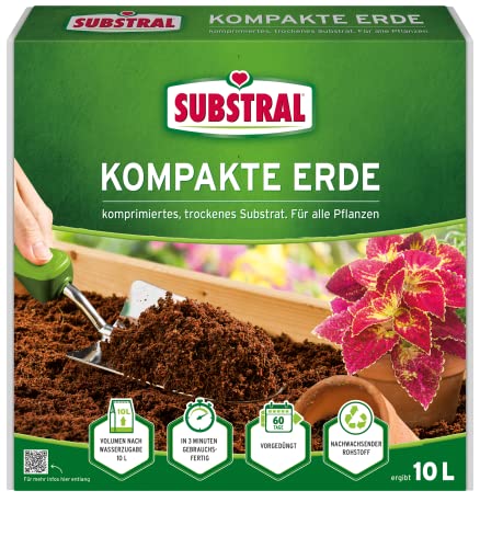 Substral Blumenerde Kompakte Blumenerde, Kokoserde für alle Pflanzen, in praktischem Quellbeutel, 10 L, Grün