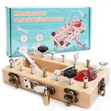 Montessori Schraubendreher Board Set, Montessori Spielzeug für 3 4 5 Jahre alt, Kinder Holz Spielzeug, Holz Schraubbrett, Motorikspielzeug, Geschenk für Mädchen Jungen