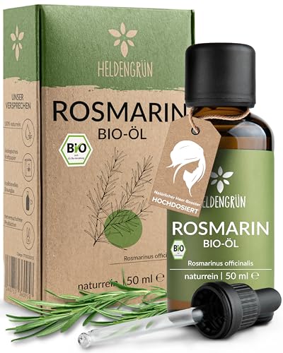 Heldengrün® BIO Rosmarinöl 50 ml [HOCHDOSIERT] Stimuliert Haarwachstum - Haaröl bei Haarausfall - 100% naturreines Rosmarin Öl - Rosmarinöl Haare