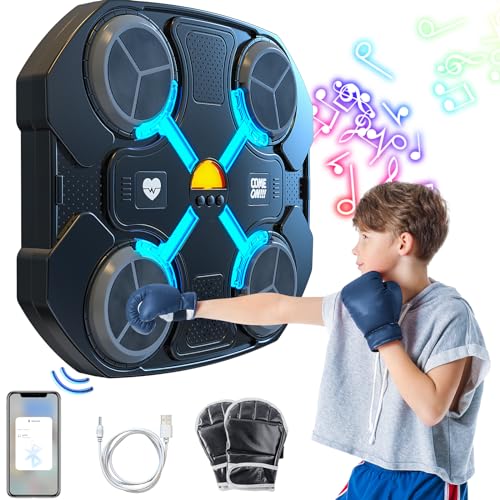 2024 Upgraded Music Boxing Machine - Bluetooth Smart LED Box Maschine, Interaktiver wandmontierter Trainer, Elektronische Box Wall Maschine mit Musik Stressabbau Übung für Kinder und Erwachsene