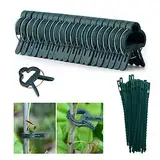 Kakveiai 60PCS Pflanzenclips Set, Pflanzenklammern, Rankpflanzen Bindeset, Für Tomaten, Rosen, Gurken Stabile Klammern Für Kletterpflanzen Befestigung (30large Clips 30Ties) (60 Pcs)