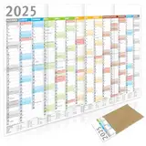 Din A1 Wandkalender für 2025 Jahreskalender Monatsübersicht, (59,4 cm x 84,1 cm),Planer Termine, Geburtstage, bspw. für Büro, Zuhause, Jahresplaner, Monatsplaner, Familienkalender, Kalender gefaltet